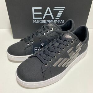 1円〜★新品★US9(約27㎝) ★EA7 EMPORIO ARMANI(エンポリオアルマーニ)/メンズ/レースアップシューズ/イーグルロゴ/ブラック×ガンメタ