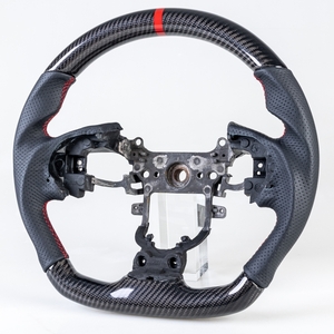 ホンダ用 CR-V 4代目 2012-2016 D型 ステアリング ホイール ハンドル カーボンX本革パンチングレザーX赤い輪デザイン