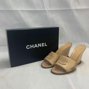 【CHANEL】サンダル レザー ベージュ ココマーク