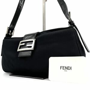 1円《 美品・正規品 》FENDI フェンディ マンマバケット ズッカ FF ショルダーバッグ レザー ジップ ロゴ 肩掛け キャンバス ブラック 黒