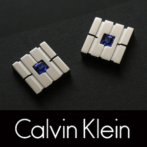 8403◆CKカルバンクライン◆カフス◆シルバー×ブルーストーン◆カフスボタン～カフリンクス◆オンワード樫山◆Calvin Klein◆新品