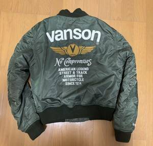 VANSON MA-1 ナイロン素材ライディングジャケットVS527-W1401W セージグリーン　Lサイズ