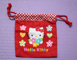 1996年当時物　ハローキティ　Hello Kitty　小巾着　コップ入れ　