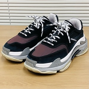 【美品】BALENCIAGA TRIPLE S 2.0 Custom 41.0 BLACK BURGUNDY 正規品 / バレンシアガ トリプルエス スニーカー シューズ SHOES