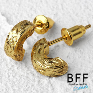 BFF ブランド スタッド ピアス シルバー925 ゴールド 18K GP 金色 ハワイ 金属アレルギー対応 専用BOX付属