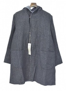 COPANO86 コパノ Herringbone Stripe Hooded Coat ヘリンボーンストライプ フーデッドコート 44 Gown ガウン マント オーバーサイズ ビッグ