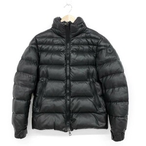 良好◆MONCLER モンクレール ダウンジャケット サイズ0◆ ブラック ラムレザー メンズ アウター キムタク着 GABERIC