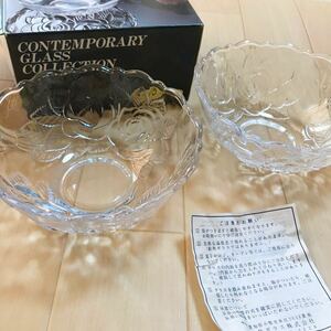 2客セット　ガラス　鉢　SOGA クリスタル　食器 未使用品　a53 バラ