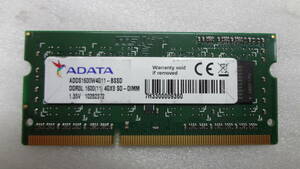 ノートパソコン用メモリ ADATA DDR3L 1600(11)4GX8 SO-DIMM × 1枚 中古動作品(ｗ672)