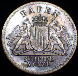 1868年 ドイツ バーデン大公国 3クロイツァー銀貨 