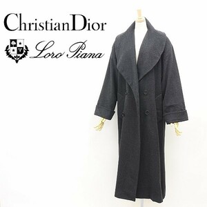 ●Christian Dior クリスチャン ディオール × Loro Piana ロロピアーナ ダブル ウール オーバー コート チャコール 8