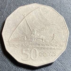 【a019】古銭外国銭 フィジー 50セントコイン 1976年(^ ^)