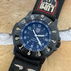 ◆稼働品◆人気◆ LUMINOX ルミノックス NIGHTHAWK ナイトホーク 腕時計 F-117 3400 クオーツ 黒文字盤 