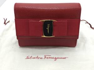 □ サルバトーレ フェラガモ ヴィンテージ ヴェラ チェーン ショルダー バッグ レッド 赤 VINTAGE FERRAGAMO Vara □