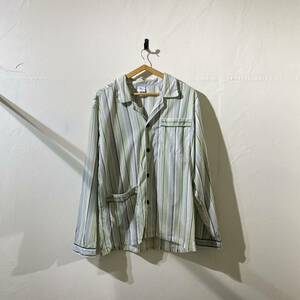 vintage euro stripe cotton pajama shirt ヨーロッパ古着 ビンテージ ストライプコットンパジャマシャツ 70s 80s