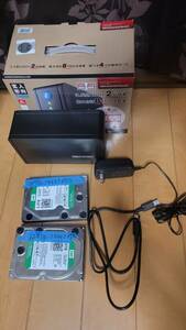 中古　玄人志向　USB3.0接続 3.5型 SATAx2 HDDケース(ブラック) GW3.5AX2-SU3　REV2.0　３TB　HDD　WD30EZRX　２個セット　２