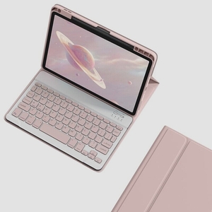 送料無料★iPad 10 キーボードケース ペンシル収納可能 第10世代 キーボード カバー マグネット 分離式(ピンク)