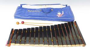 ●(KC) 木琴 もっきん バチ付き 幅 約56cm ケース付き 楽器 打楽器 鍵盤打楽器 昭和レトロ 演奏 練習