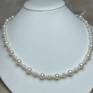 本真珠ネックレス4-8mm 天然パールネックレス　43cm jewelry necklace Pearl SILVER 