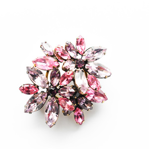 Regency 1950s’　vintage　Pink×mauve Flower rhinestone brooch