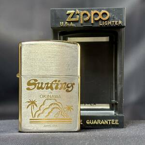 ZIPPO ジッポー 1989年製 オイルライター surfing IN OKINAWA ゴールドカラー 喫煙具 ヴィンテージ