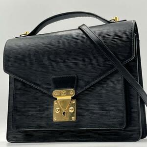 1円～ ポケットベタなし極美品　LOUIS VUITTON モンソー エピ 黒　メンズ　レディース M52122