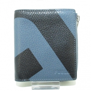 フルラ FURLA 2つ折り財布/ミニ/コンパクト - レザー ネイビー×黒 L字ファスナー 財布