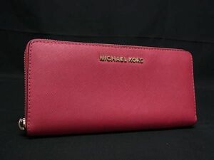 1円 ■美品■ MICHAEL KORS マイケルコース レザー ラウンドファスナー 長財布 ウォレット 札入れ 小銭入れ レディース ピンク系 FA5806