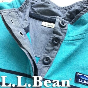 ★稀少★USA直輸入★正規品★[L.L.Bean エルエルビーン]カタディン ロゴ マルチボーダー プルオーバー トレーナー[メンズ L]青 80