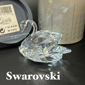 美品 SWAROVSKI スワロフスキー クリスタル スワン 白鳥 クリスタルガラス フィギュリン オブジェ 置物 ペーパーウェイト