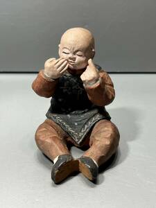 時代　土人形 戦前　中国　朝鮮　風俗人形　在銘