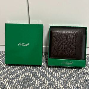 未使用Crocodile クロコダイル レザー 二つ折り 財布 ウォレット 小銭入れ 札入れ メンズ 茶系 ブラウン 箱あり 牛革 コインケース 札入れ