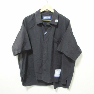 美品 MIHARA YASUHIRO ミハラヤスヒロ in・stru(men-tal) Short-Sleeve Oxford Shirt 半袖 オーバーサイズ シャツ 46 ブラック 043 ◆