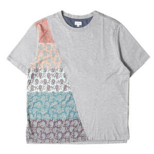 Paul Smith ポールスミス Tシャツ サイズ:XL ペイズリー バンダナ パッチワーク 切替 153239 934N クルーネック グレー トップス 日本製