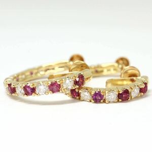 ソーティング付き!!《K18天然ダイヤモンド/天然ルビーイヤリング》M 約3.2g 0.24ct 0.24ct ジュエリー earring ruby diamond jewelry EB5/E