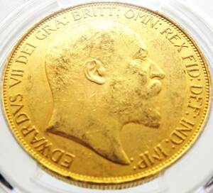 【王道金貨】イギリス　1902年　エドワード　7世　5ポンド　5ソブリン　金貨　ビクトリアの長男　PCGS　アンティーク　コイン 古銭　英国