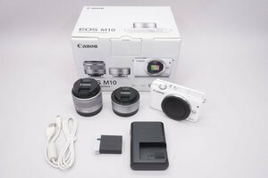 ミラーレスカメラ EOS M10 ダブルレンズキット ホワイト 0922C024 ■Canon★Joshin(ジャンク)8998【1円開始・送料無料】