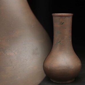JK121 銅花瓶・銅杓立 高15.8cm 重455g・花入・花生