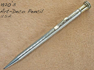 ◆ロングサイズ◆1920年代製 アールデコ・シルヴァーペンシル USA◆ ◆ 1920’s Art Deco Silver Plated Pencil U.S.A.◆