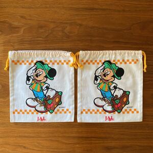 【非売品】JALドリームエクスプレス　ディズニー　ミッキー ミニー　巾着　袋　2枚セット