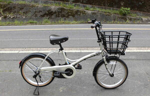 1円～Panasonic 電動自転車 SHIMANO 内3速 2023年購入 20インチ 金シルバー色 動作確認済 366