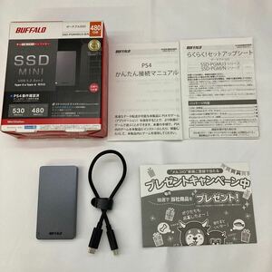 中古美品 BUFFALO SSD MINI USB3.2Gen2 ポータブルSSD 480GB ブラック SSD-PGM480U3-B/N ya2