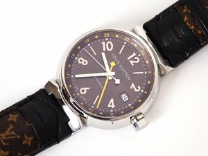 定価40万円ほど 磨き済 美品 ヴィトン タンブール GMT Q11310 自動巻 時計 メンズ モノグラム