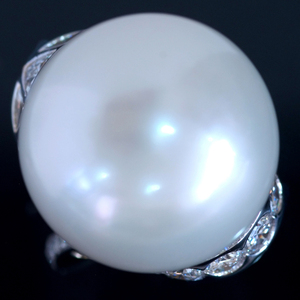 E9324【Edel】美しい大粒南洋真珠１９．０mm 絶品天然ダイヤモンド２．３８ct 最高級Pt900無垢セレブリティリング