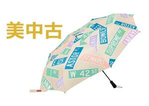 【￥100～美中古】Supreme 21/SS ShedRain Street Signs Umbrella Natural／シェドレイン ストリートサインアンブレラ／折り畳み傘