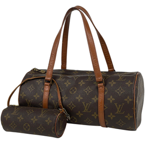 ルイ・ヴィトン Louis Vuitton パピヨン 30 バレルバッグ 筒型 旧旧型 ハンドバッグ モノグラム ブラウン M51365 レディース 【中古】