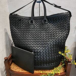 1円【ほぼ未使用！現行品】BOTTEGA VENETA ボッテガヴェネタ ビジネスバッグ トートバッグ レザー イントレチャート ブラック 入手困難！　