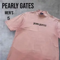 パーリーゲイツ 半袖 モックネック Tシャツ ピンク メンズ 5