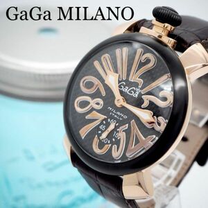 650 ガガミラノ メンズ腕時計 手巻き時計 マヌアーレ48 スケルトン　黒