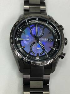 美品 数量限定モデル CITIZEN WATCH ATTESA AT8285-68Z 光発電エコドライブ 電波時計 ACT Line HAKUTO-Rコラボ ブラックチタン SS-322464